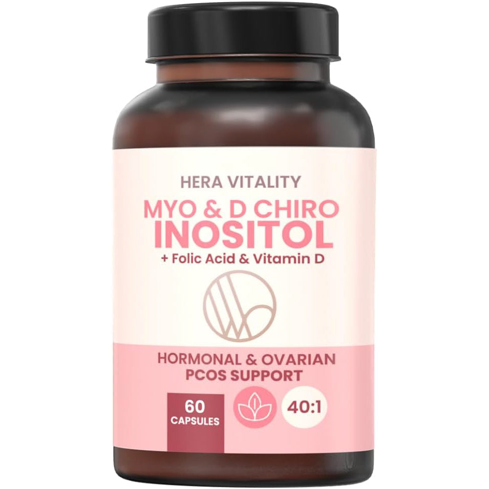 Inositol Complex, Myo Inositol & D Chiro with Vitamin D and Folic Acid. 40:1 Natural Ratio, 60 Capsules