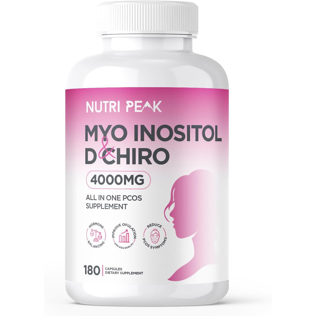 Nutri Peak Myo-Inositol & D Chiro All in One PCOS Supplement, 4000mg, 180 Capsules