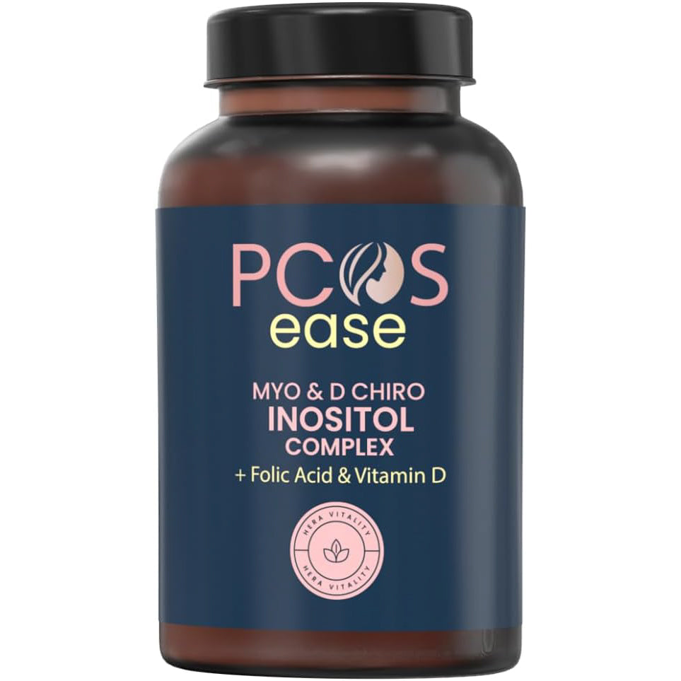 PCOS Ease Inositol Complex, Myo-Inositol, D Chiro Inositol, Folic Acid and Vitamin D3, 60 Capsules