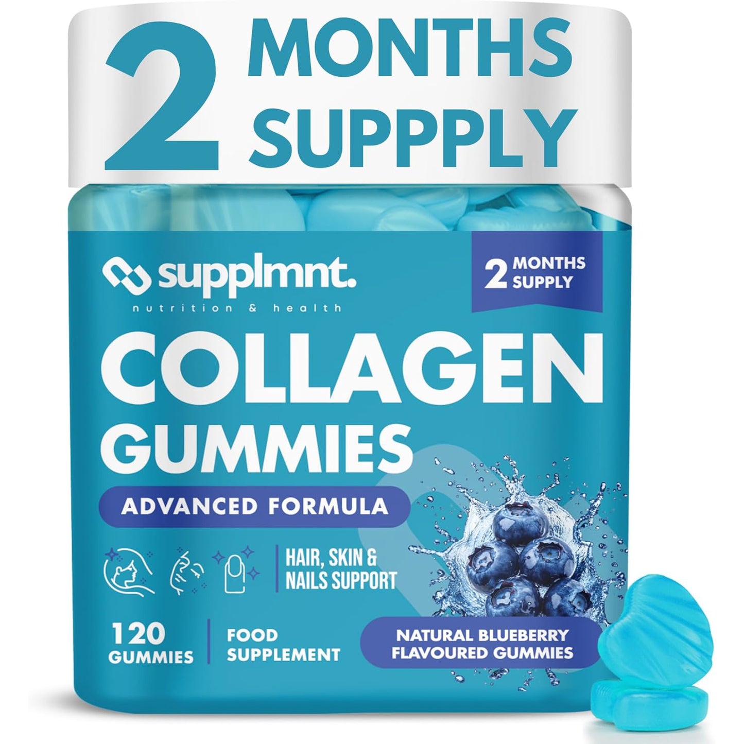 Marine Collagen Gummies - 120 Gummies for Skin, Hair & Nails 2 Months Supply