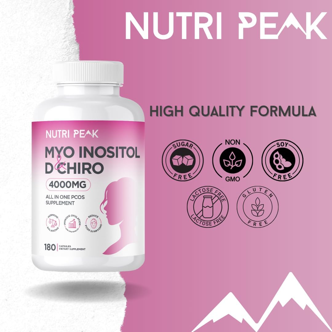 Nutri Peak Myo-Inositol & D Chiro All in One PCOS Supplement, 4000mg, 180 Capsules