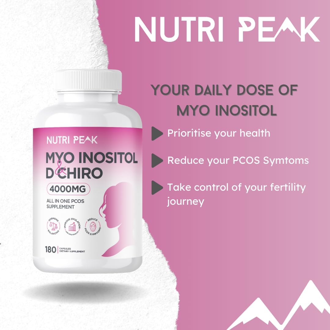 Nutri Peak Myo-Inositol & D Chiro All in One PCOS Supplement, 4000mg, 180 Capsules