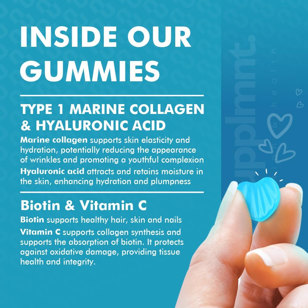 Marine Collagen Gummies - 120 Gummies for Skin, Hair & Nails 2 Months Supply