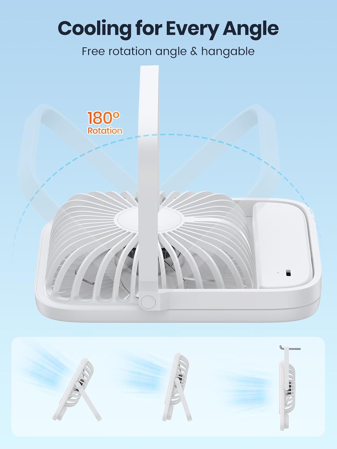 2-Pack Corded USB Desk Fan, Quiet, Small, 3 Speeds, 180° Tilt (No battery)