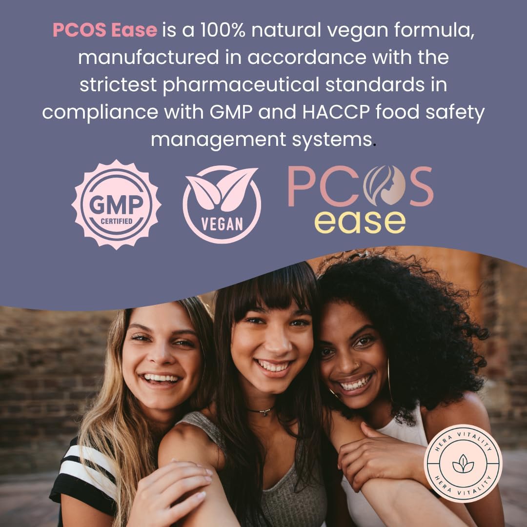 PCOS Ease Inositol Complex, Myo-Inositol, D Chiro Inositol, Folic Acid and Vitamin D3, 60 Capsules