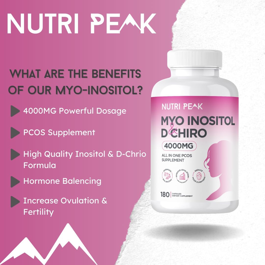 Nutri Peak Myo-Inositol & D Chiro All in One PCOS Supplement, 4000mg, 180 Capsules