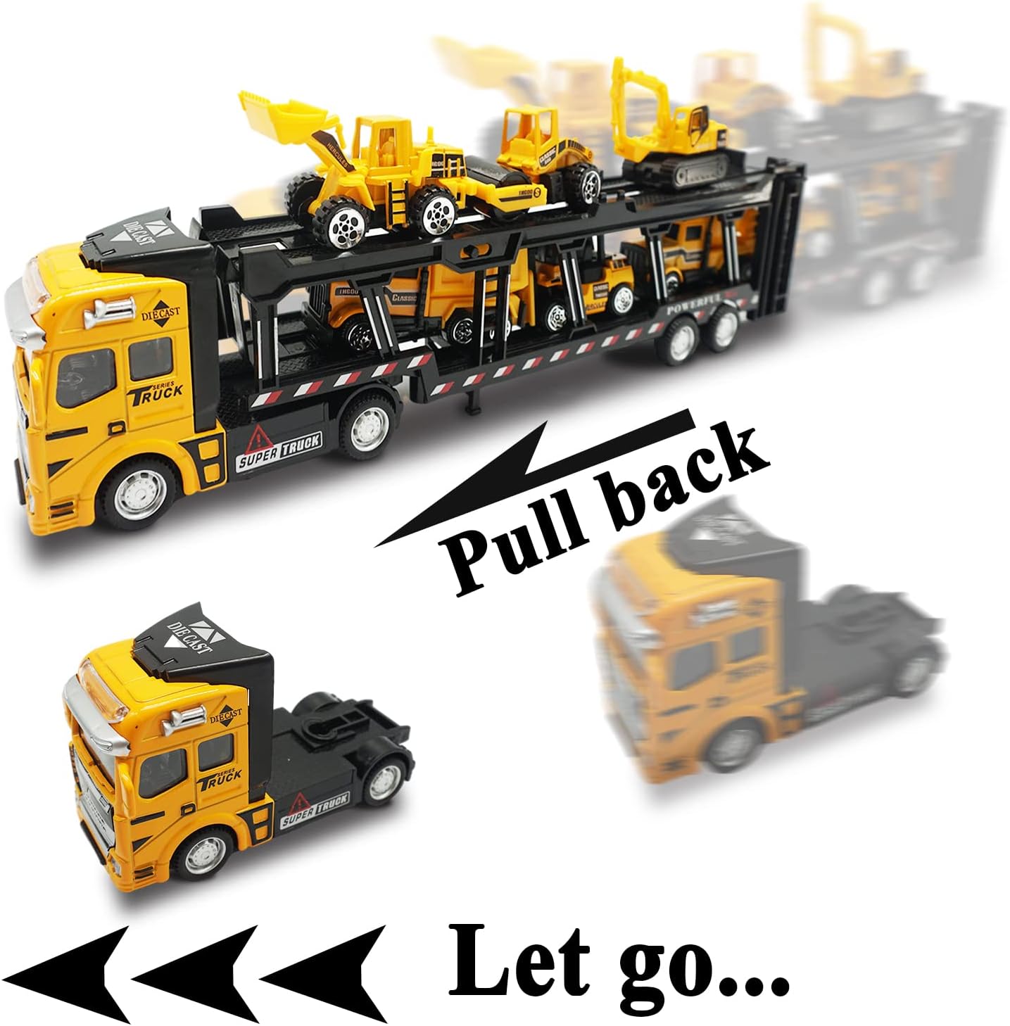 7-in-1 Construction Truck Vehicle Toy Set with Mini Excavator, Digger, Dumper, Tractor, Forklift