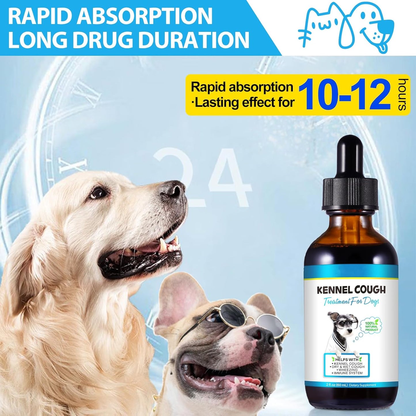 Oimmal Kennel Cough Treatment Drops for Dogs, 60ml Dropper Bottle