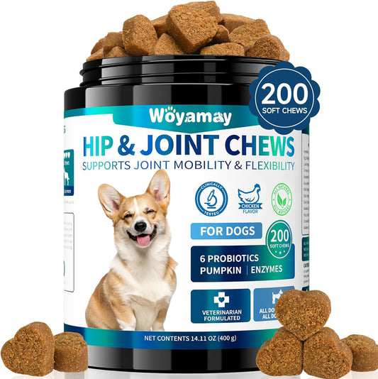 Woyamay Hip and Joint Supplements for Dogs, 200 Soft Chews