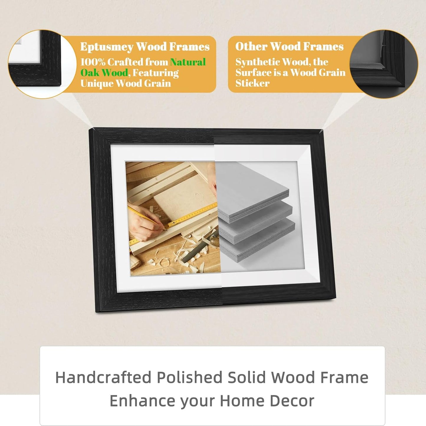 Digital Photo Frame Oak Wood, 32GB Memory 1280x800 HD Touch Screen