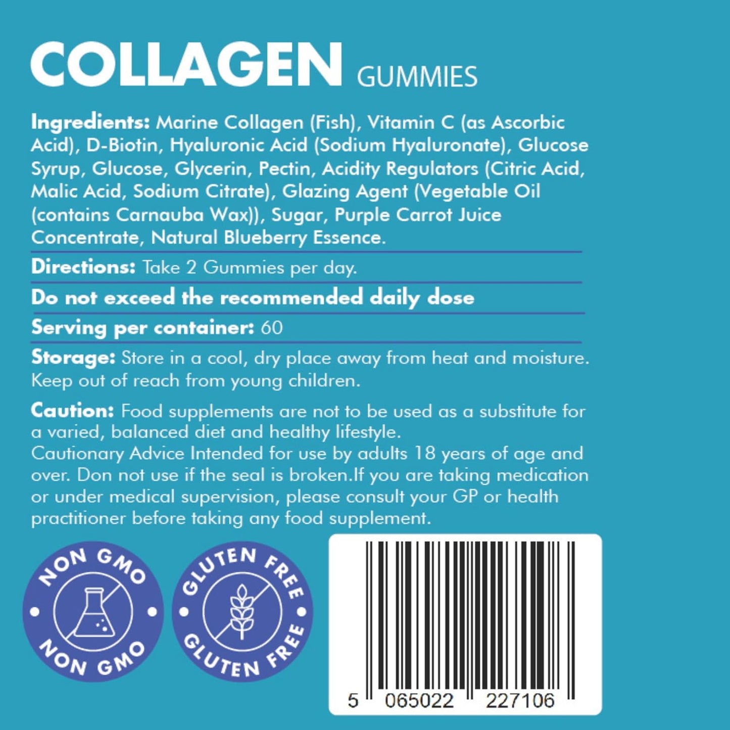 Marine Collagen Gummies - 120 Gummies for Skin, Hair & Nails 2 Months Supply