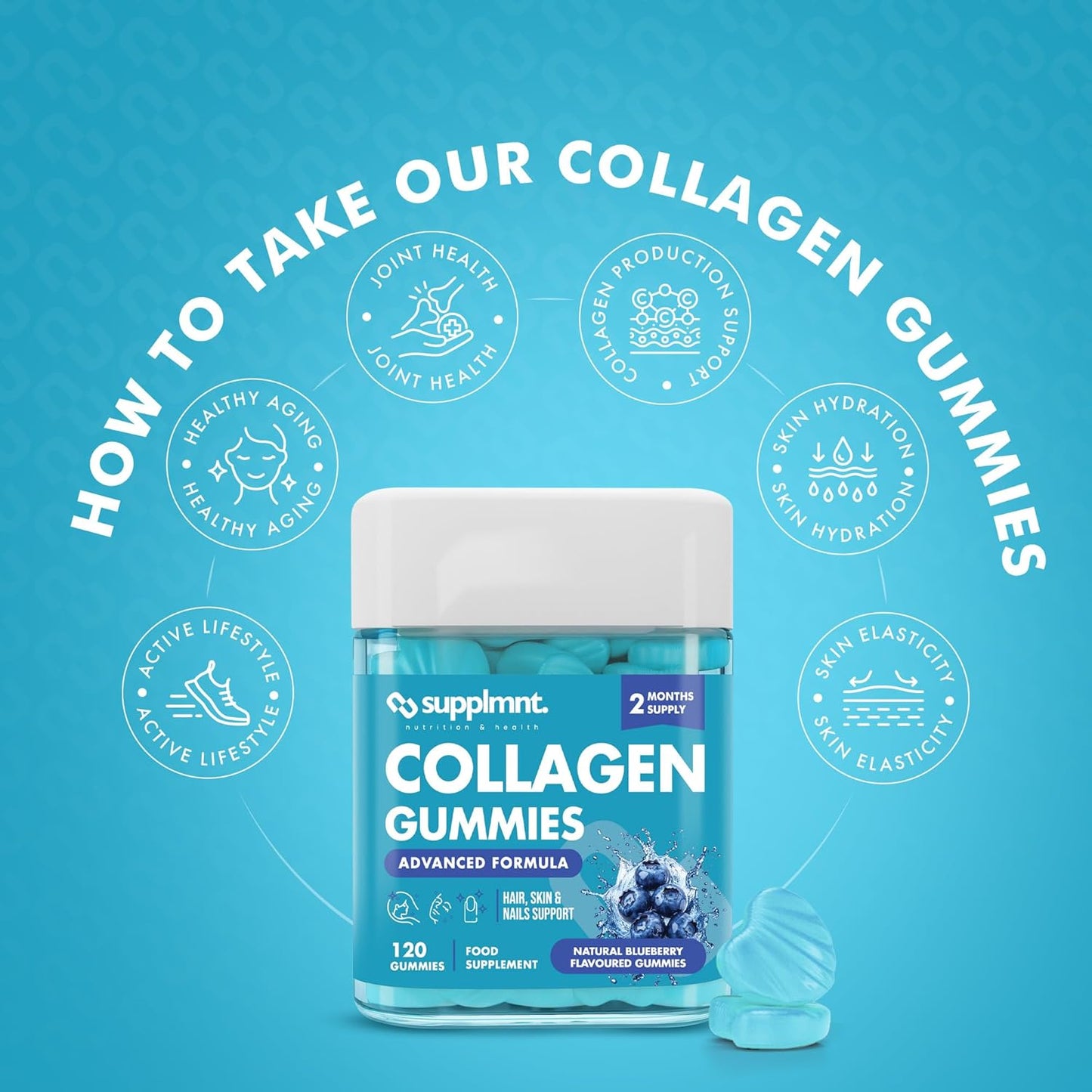 Marine Collagen Gummies - 120 Gummies for Skin, Hair & Nails 2 Months Supply