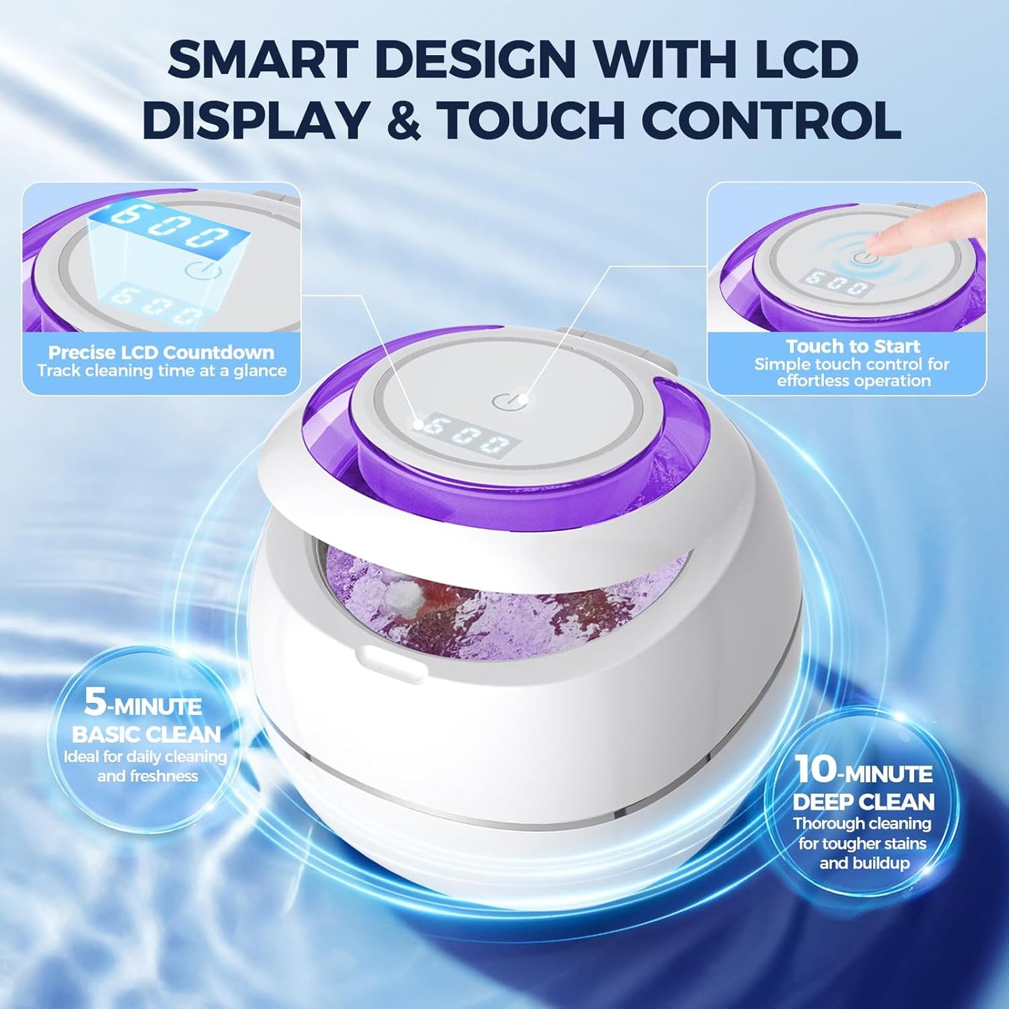 Ultrasonic Retainer Cleaner with UV light, 42kHz, 180ml