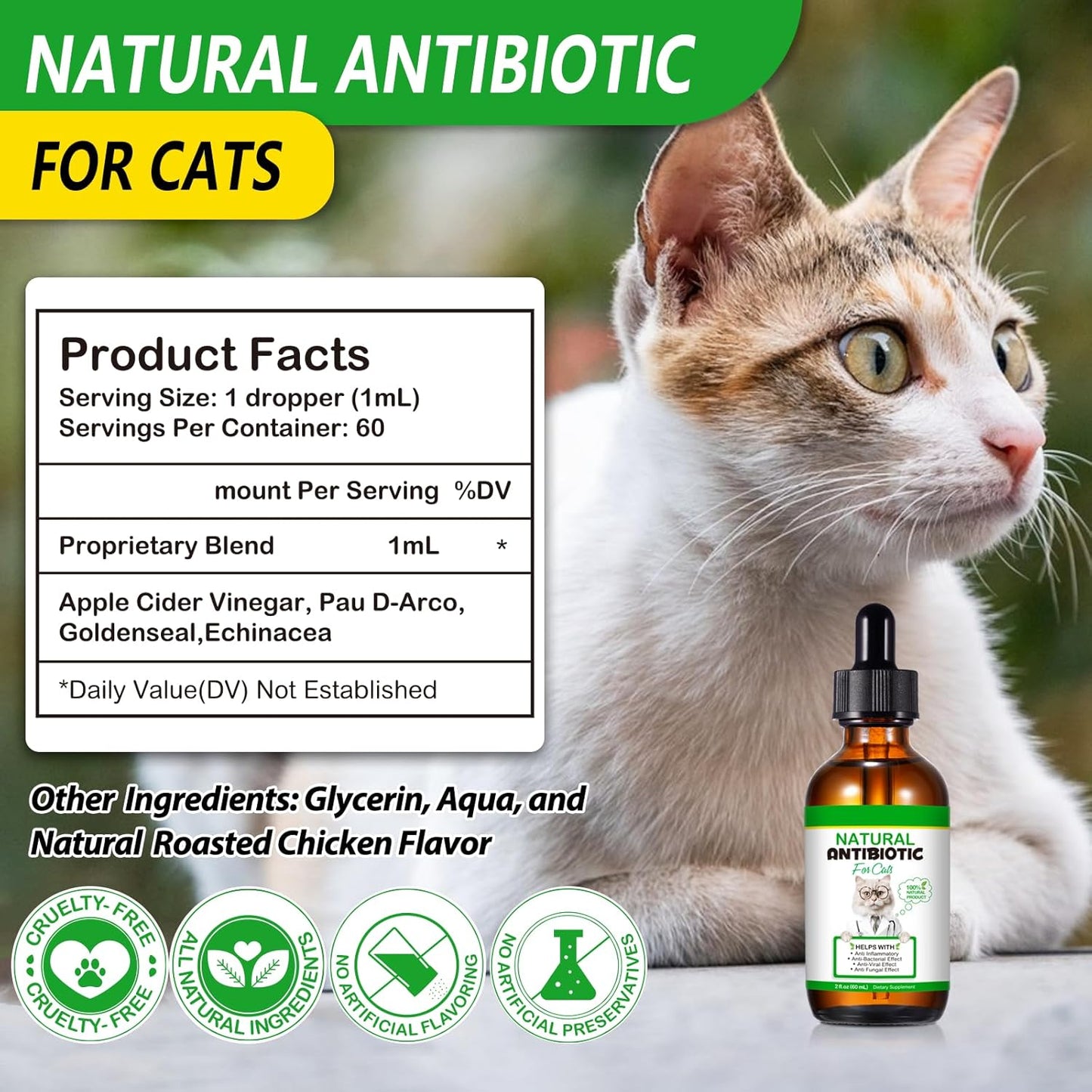 Oimmal Antibiotic Drops for Cats, 60ml Dropper Bottle