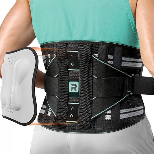 Rakiie Back Support Belt, 8x Lumbar Support with 3D Massage Pad, Large