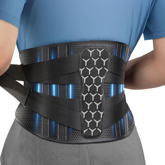 Rakiie Back Support Belt for Lower Back Pain Relief with 7 Stays, Adjustable, XXL