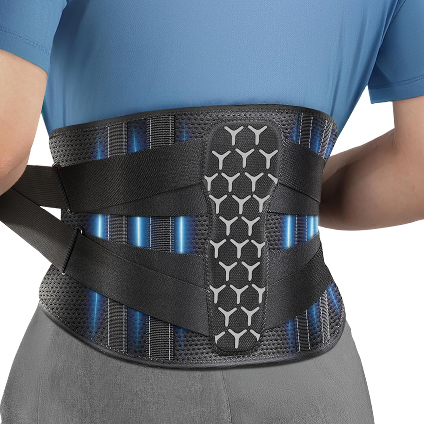 Rakiie Back Support Belt for Lower Back Pain Relief with 7 Stays, Adjustable, Medium