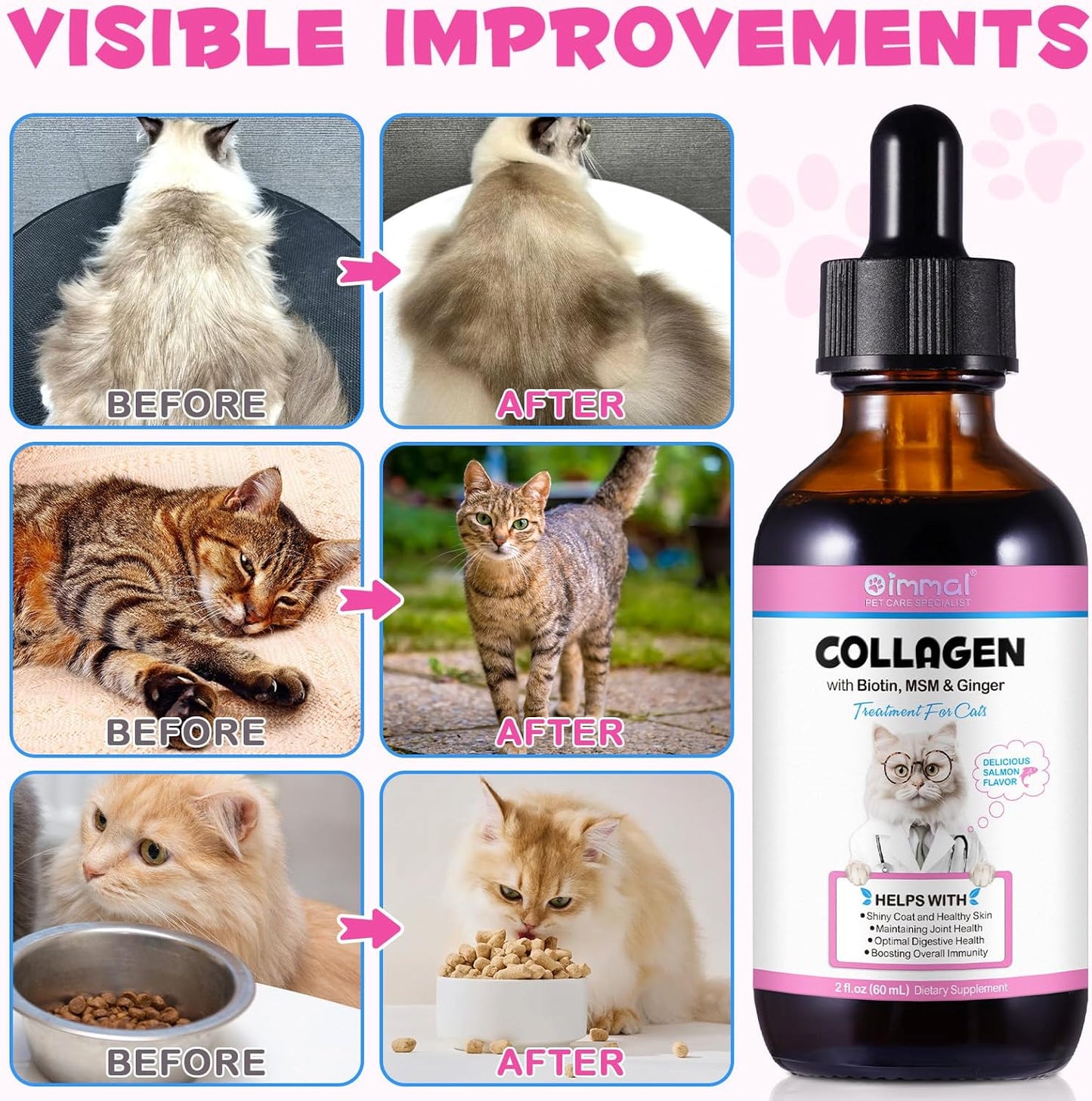 Oimmal Collagen Drops for Cats, 60ml Dropper Bottle