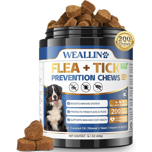 WEALLIN Flea and Tick Treatment for Dogs, 200 Soft Chews