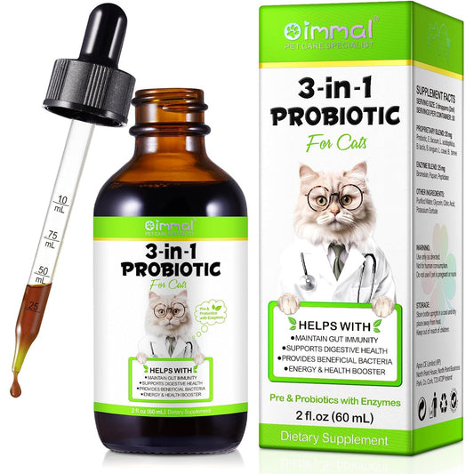 Oimmal Probiotics Drops for Cats, 60ml Dropper Bottle