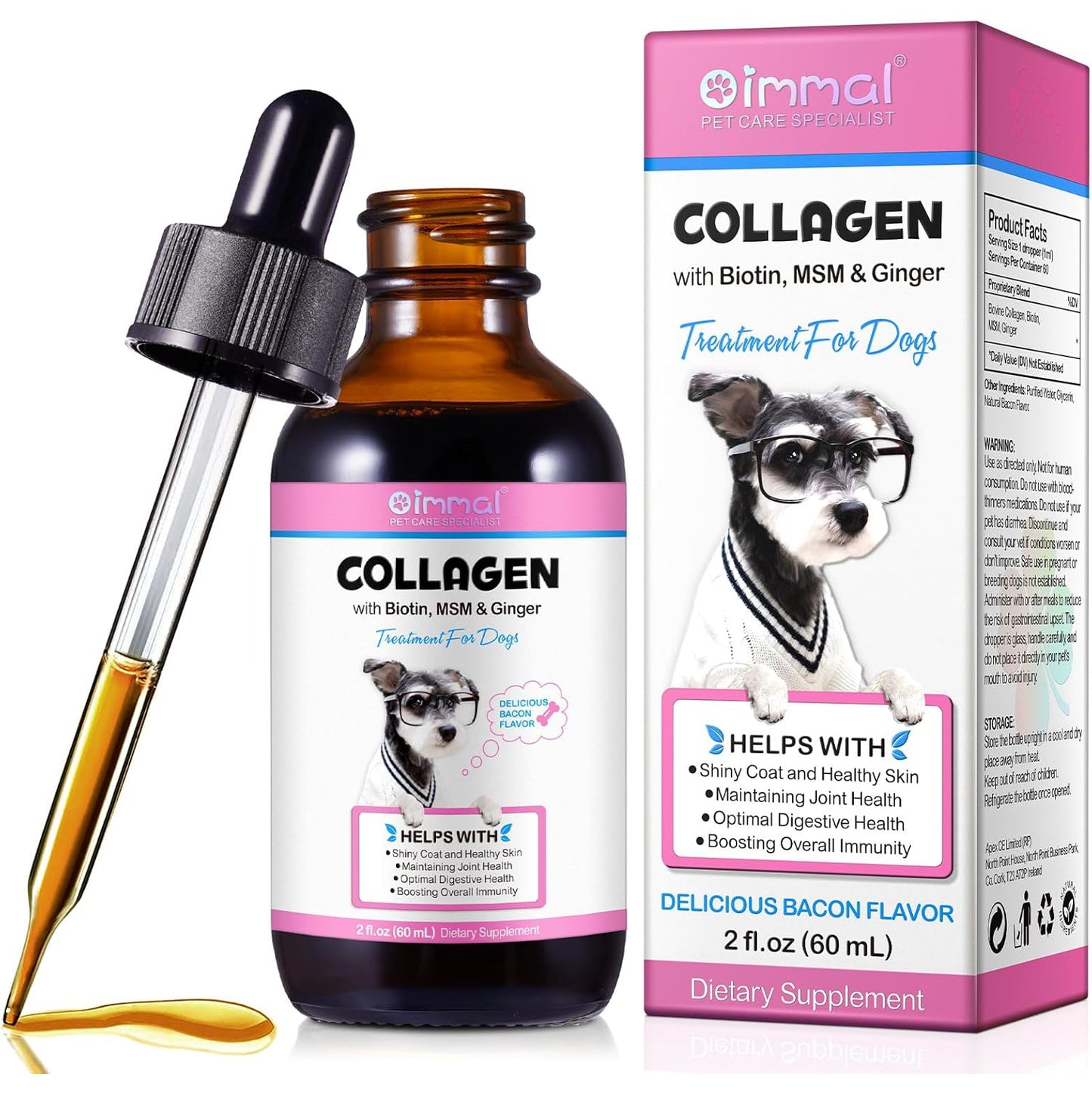 Oimmal Liquid Collagen Drops for Dogs, 60ml Dropper Bottle