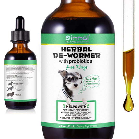 Oimmal Natural Liquid Wormer Drops for Dogs, 60ml Dropper Bottle